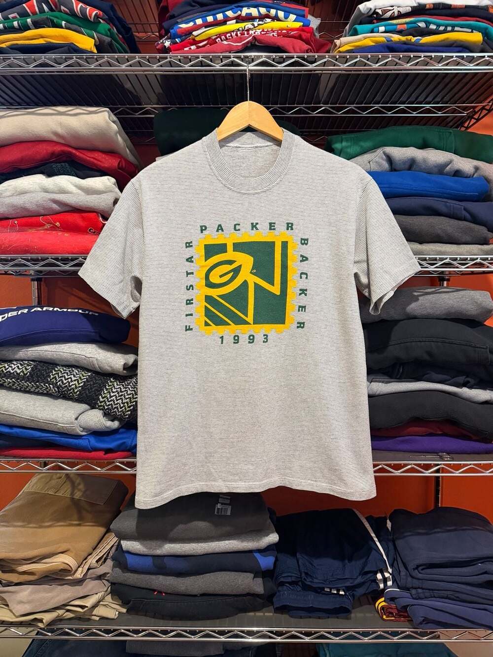Vintage 1993 Green Bay Packers 'First Star Packer Backer' T-Shirt S/M